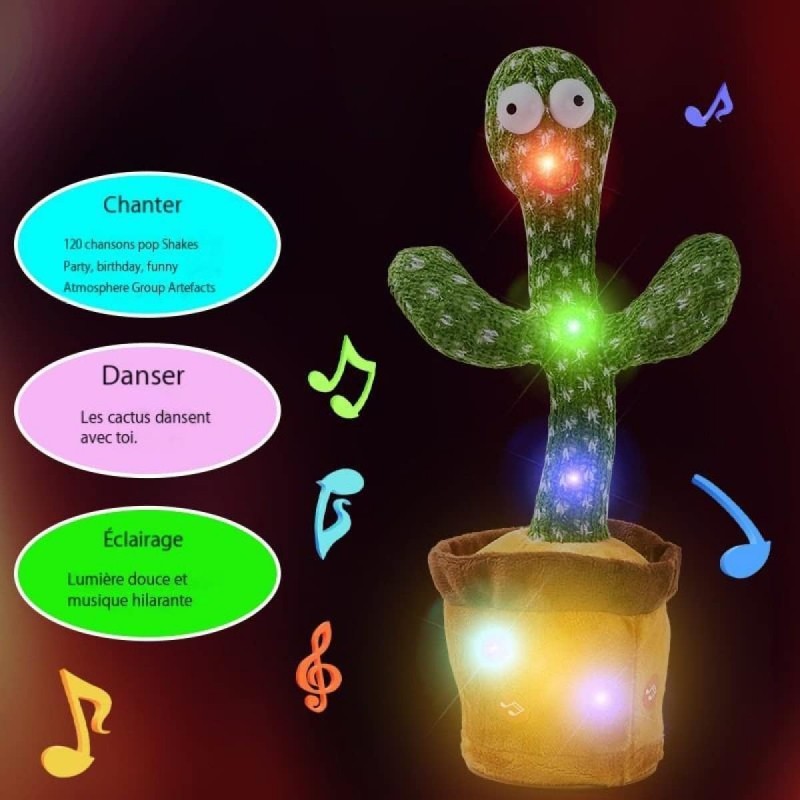 Cactus Qui Danse et Répète,Cactus Chantant et Dansant, Jouet de Danse Drôle pour Les Enfants,Parfait, Fête, Noël, Cadeau