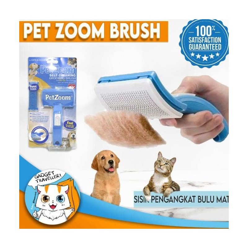 Brosse de toilettage autonettoyante PetZoom avec tondeuse pour animaux de compagnie en prime