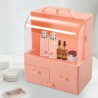 Boîte de rangement de cosmétiques rose de grande capacité, étanche à l'eau et à la poussière, salle de bains, bureau, beauté,