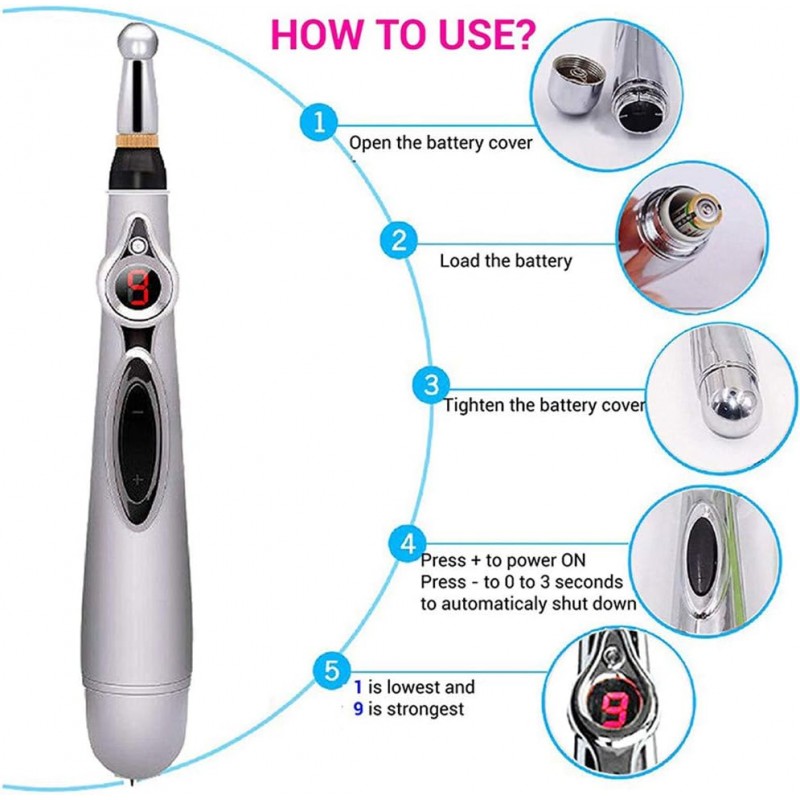 Stylo Méridien Électronique 3 en 1, Stylo D'acupuncture, Stylo De Massage Énergétique Acupoint Outils De Massage Corporel avec 3