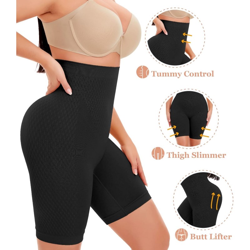 NINGMI Gaine Ventre Plat Femme Taille Haute Panty Gainant Culotte Amincissante Body Shaper Short Gainant Shapewear, Noir, L