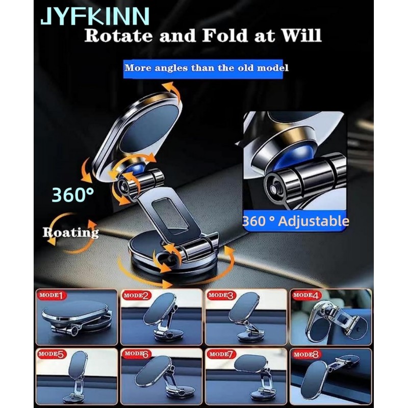 JYFKINN Support Magnetique Telephone Voiture Pliable Aimant Téléphone Voiture avec Base Rotation 360° Universel Porte Portable