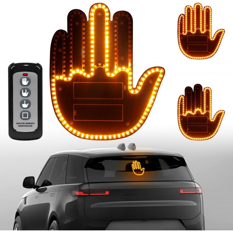 Civikyle Lumière LED pour doigt de voiture - Geste de la main - Avec télécommande - Accessoire de fenêtre de voiture - Gadgets