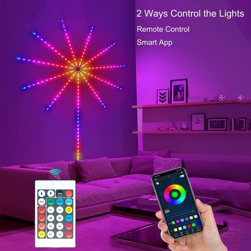 IMNISHNAY Lampe LED intelligente feu d'artifice pour décoration de chambre à coucher, bande lumineuse LED avec télécommande par