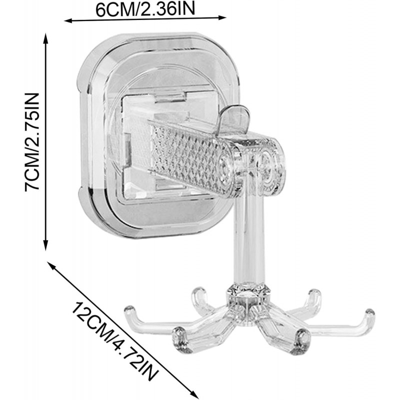 Aspiration Tasse Crochets, 360 Degrés Rotatif Aspiration Crochets pour Mur | 6 Crochets Fournitures De Douche, Multifonctionnel