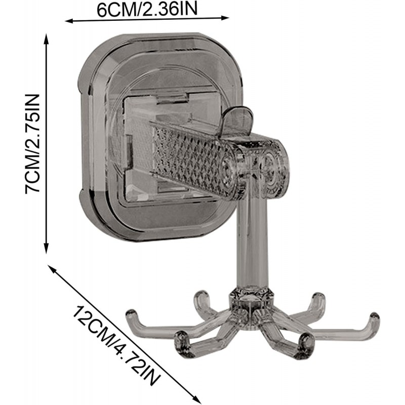 Aspiration Tasse Crochets, 360 Degrés Rotatif Aspiration Crochets pour Mur | 6 Crochets Fournitures De Douche, Multifonctionnel