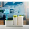 KRUSHNASHRY 3 en 1 ABS En Plastique Stand Cuisine Évier Tidy Liquide Savon Distributeur, 27 x 5,8 x 16,4 cm