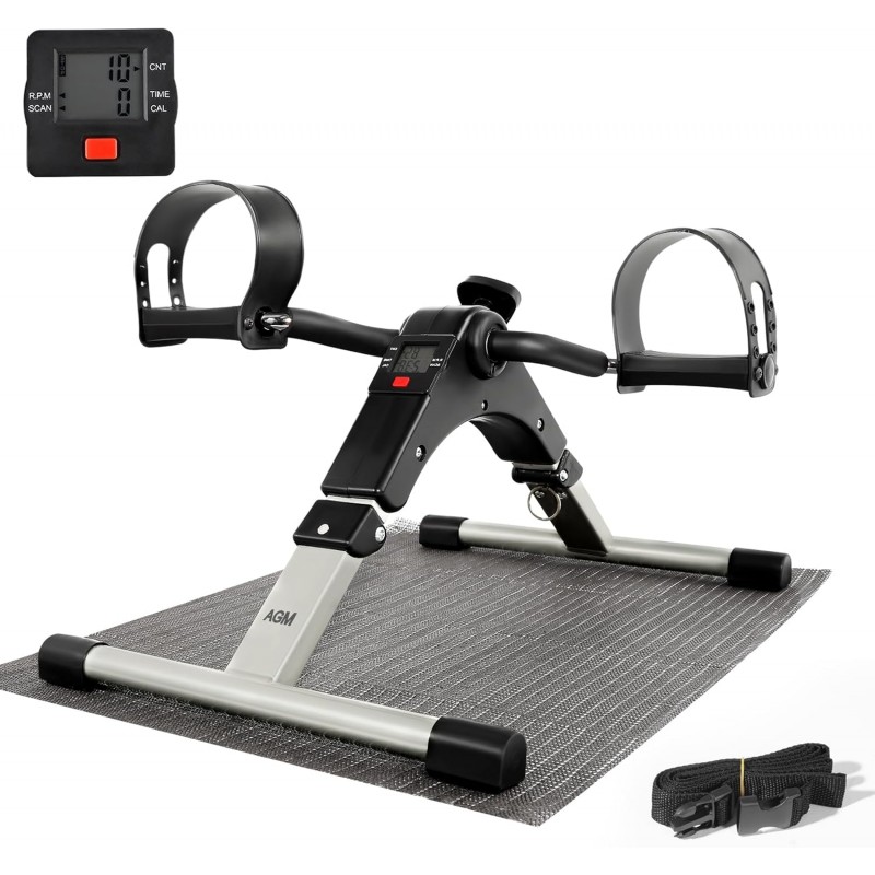 AGM Mini Vélo d'Appartement, Pédalier Pliable Pratique Léger Facile à Utiliser Ranger Pédaler Résistance Réglable écran LCD