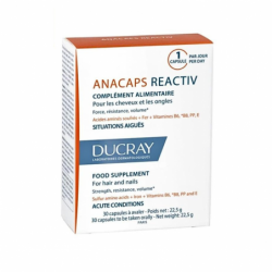 Ducray Anacaps Reactiv Hair and Nail Supplement Strength, Resistance and Volume – 30 Capsules